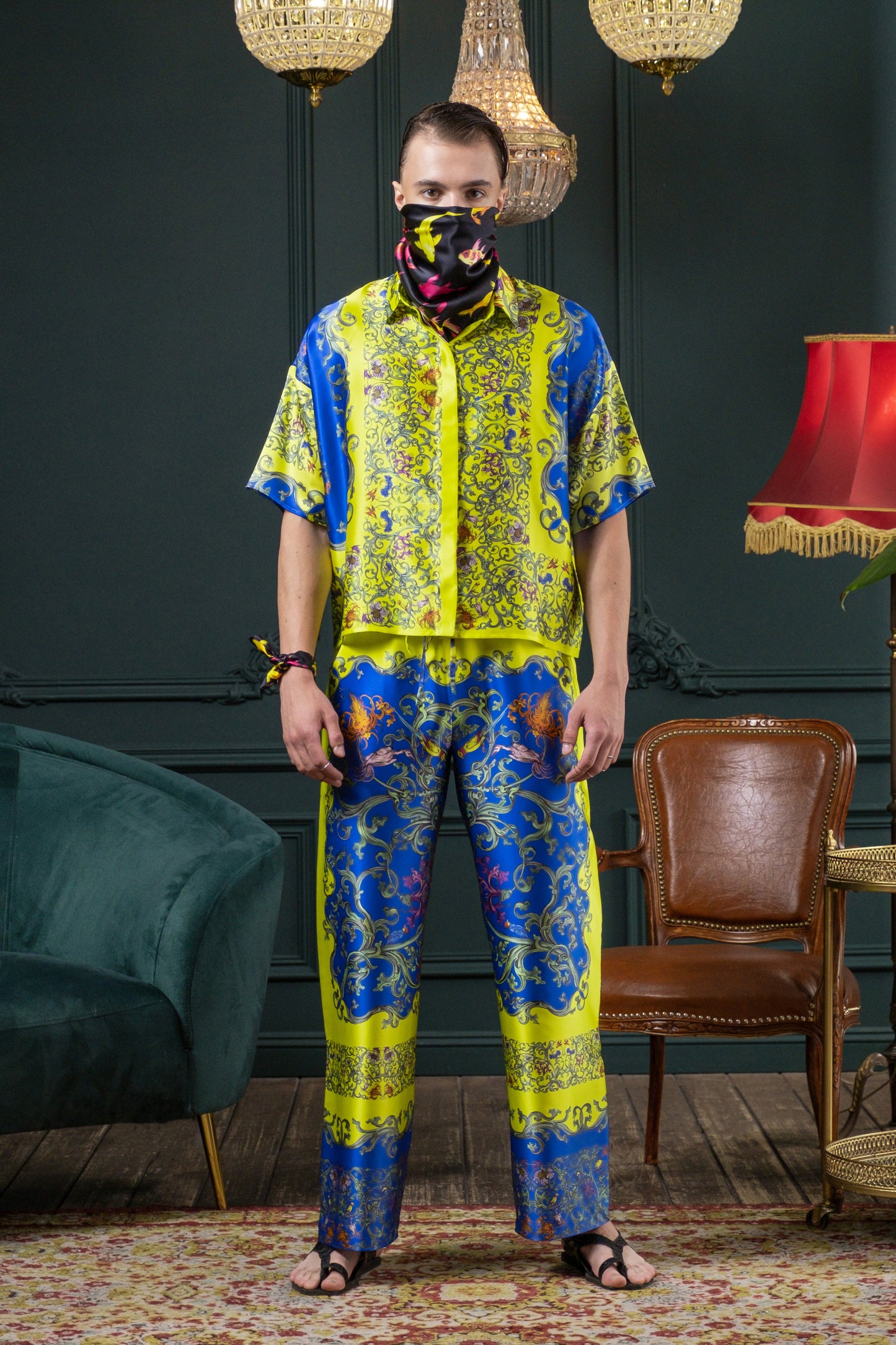 Silk Set “Grapevine” yellow_blue