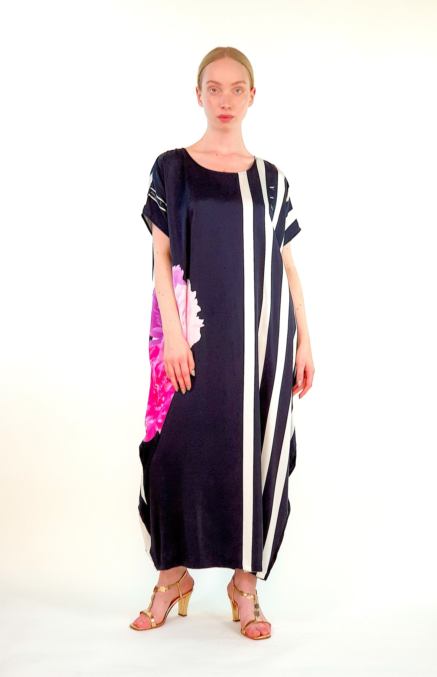 Silk dress "Peonies"