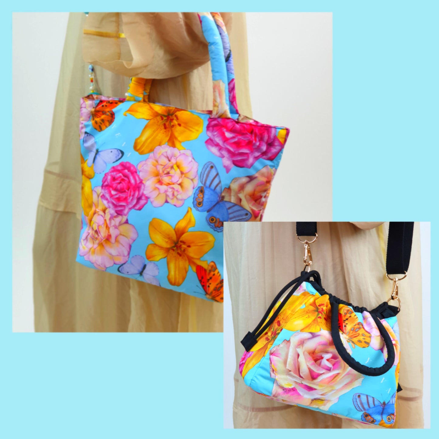 Big art_BAG "Soul Flowers" blue