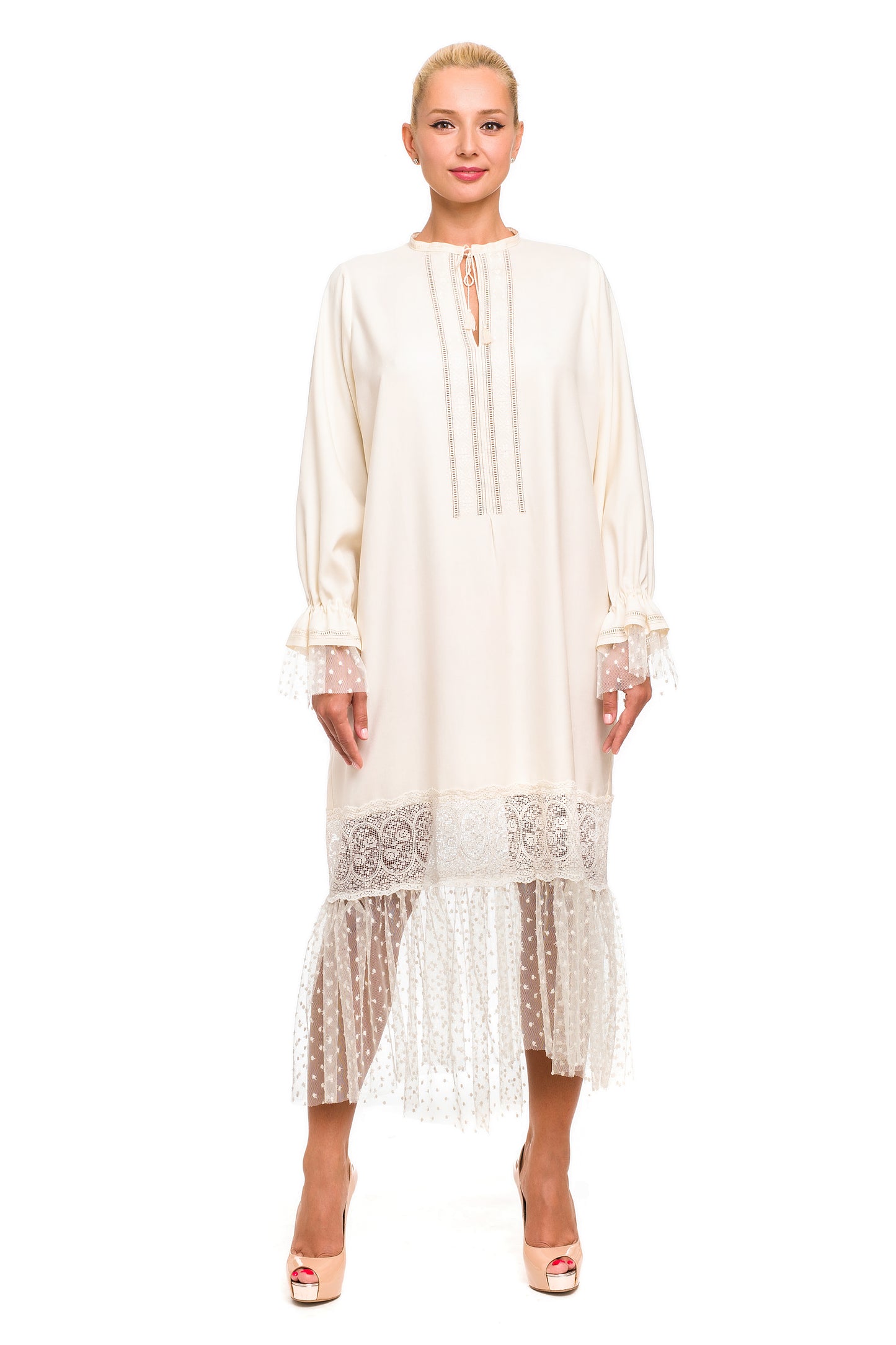 White Dress with Embroidery