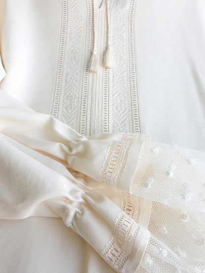 White Dress with Embroidery